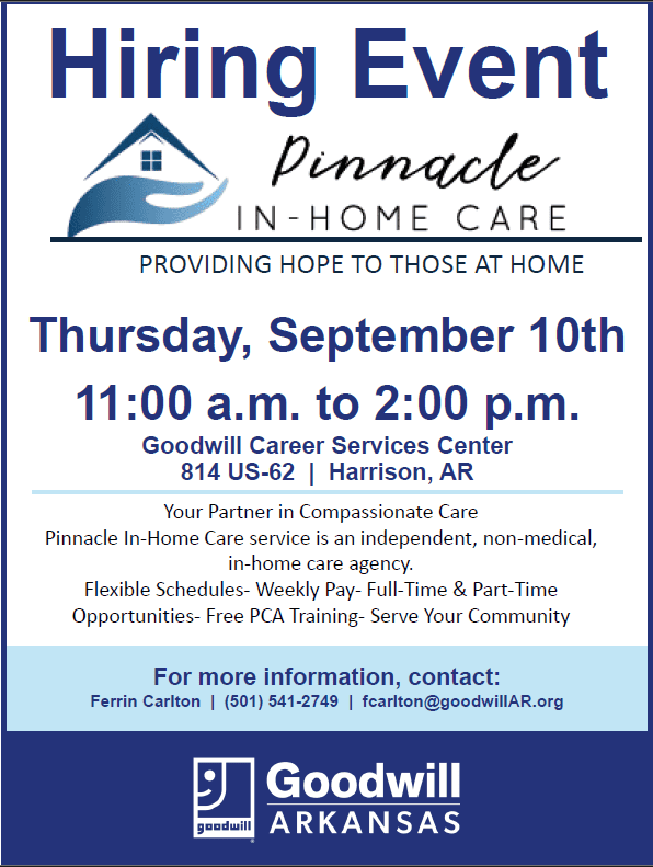 Pinnacle in home care hiring event september 26