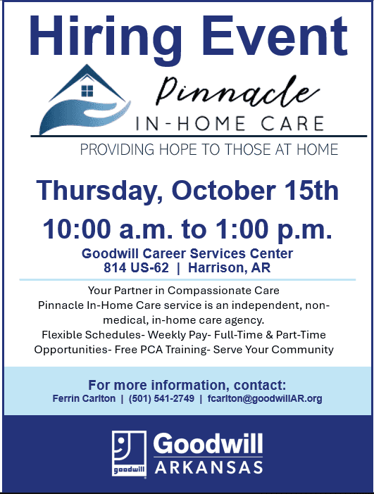 Pinnacle in home care hiring event october 26